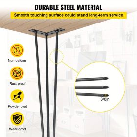 24 Inch Hairpin Legs for Furniture set of 4, Heavy Duty 3 Rod Metal Table Legs with Black Solid Iron, DIY hair Pin Legs for Desk, Dining Table