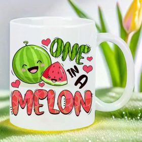 Cute "One in a Melon" 11oz Ceramic Coffee Mug - Reusable, Insulated, Hand-Wash Only - Perfect for Hot & Cold
