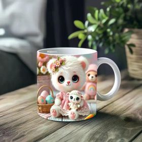 1pc_Cute Lamb With Easter Eggs ceramic cup 11 ounces, coffee/tea/wine glass, suitable for Valentine's Day, birthdays,