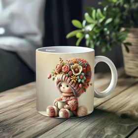 1pc_Flower Hat Gnome Drinking Coffee ceramic cup 11 ounces, coffee/tea/wine glass, suitable for Valentine's Day,