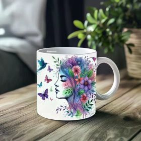 1pc_Flowers And Birds Dream ceramic cup 11 ounces, coffee/tea/wine glass, suitable for Valentine's Day, birthdays,