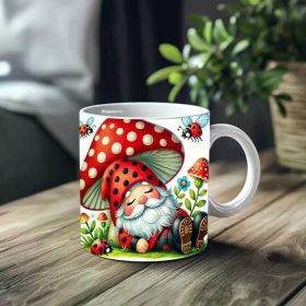 1pc_Gnome And Mushroom ceramic cup 11 ounces, coffee/tea/wine glass, suitable for Valentine's Day, birthdays,