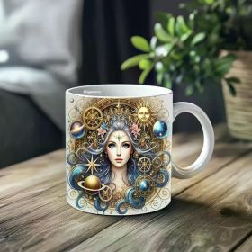 1pc_Starry Goddess ceramic cup 11 ounces, coffee/tea/wine glass, suitable for Valentine's Day, birthdays, home decor,