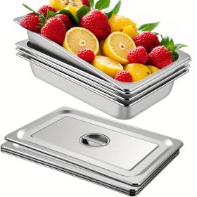 4 Pack Steam Table Pans 20.9 x 12.8 x 3.9 Inch Deep Steam Table Pan Full Size 13L Deep Food Container Stainless Steel Oven Tray Hotel Pans Anti-J (Color: 4 PCS (3.4Gal/PC))
